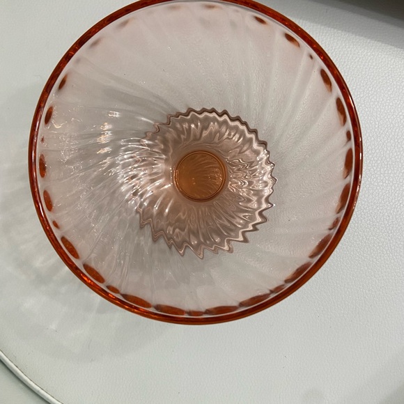 Vtg CRISTAL d'ARQUES Durand Pink Rosaline Swirl Footed Dessert Ice Cream Bowl - Picture 6 of 11